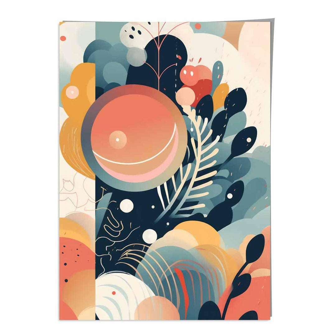 Abstrakt, fargerikt pastellblomsterkunsttrykk nr. 1