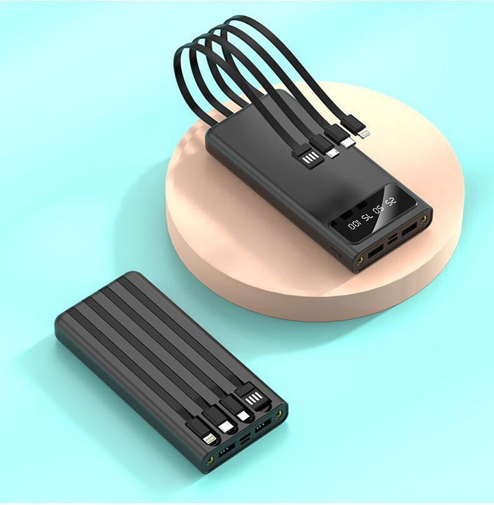 Powerbank med integrert flerladekabel og LCD-skjerm Skanto
