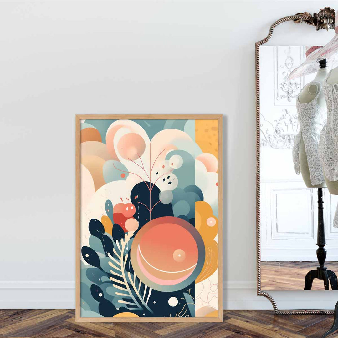 Abstrakt, fargerikt pastellblomsterkunsttrykk nr. 2