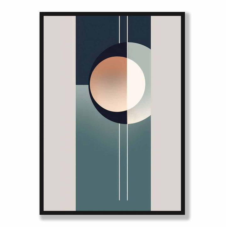 Kunsttrykk med abstrakte former i marineblått, beige og grått nr. 2