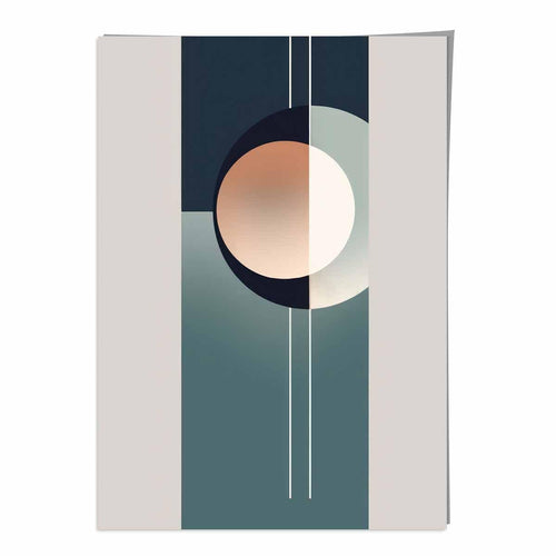Kunsttrykk med abstrakte former i marineblått, beige og grått nr. 2