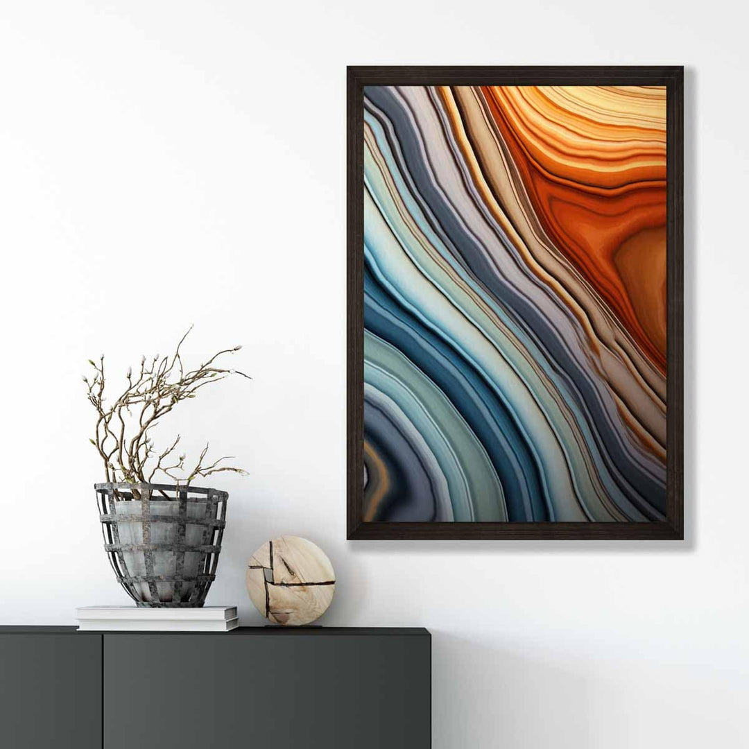 Abstrakt flytende kunsttrykk Blå og oransje nr. 2