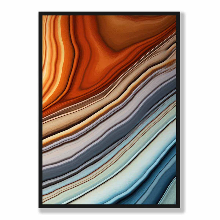 Abstrakt flytende kunsttrykk blått og oransje nr. 3