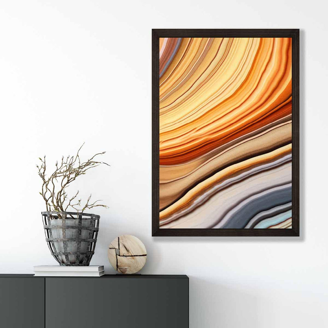 Abstrakt flytende kunsttrykk, blått og oransje, nr. 4