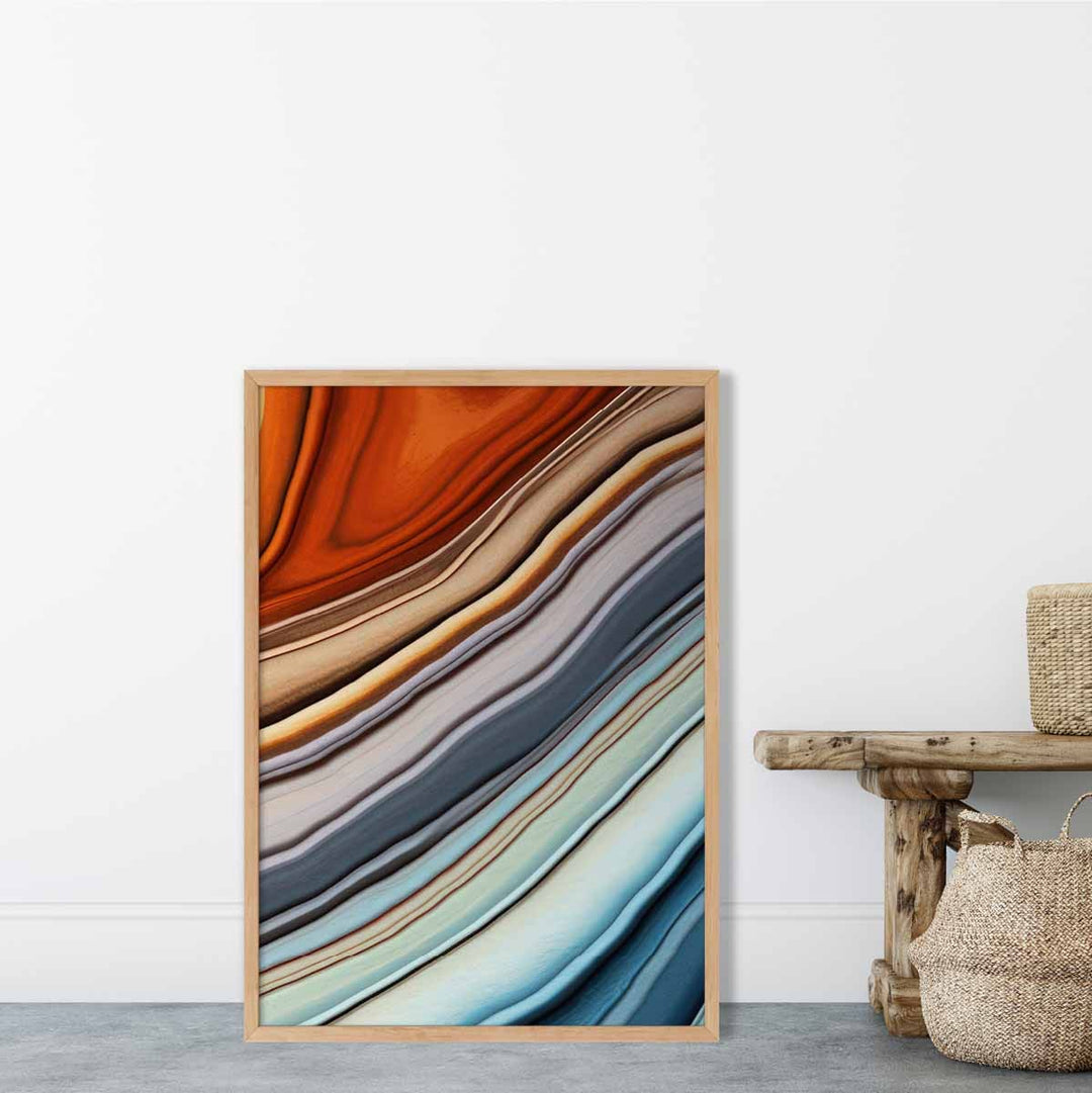 Abstrakt flytende kunsttrykk Blå og oransje nr. 5