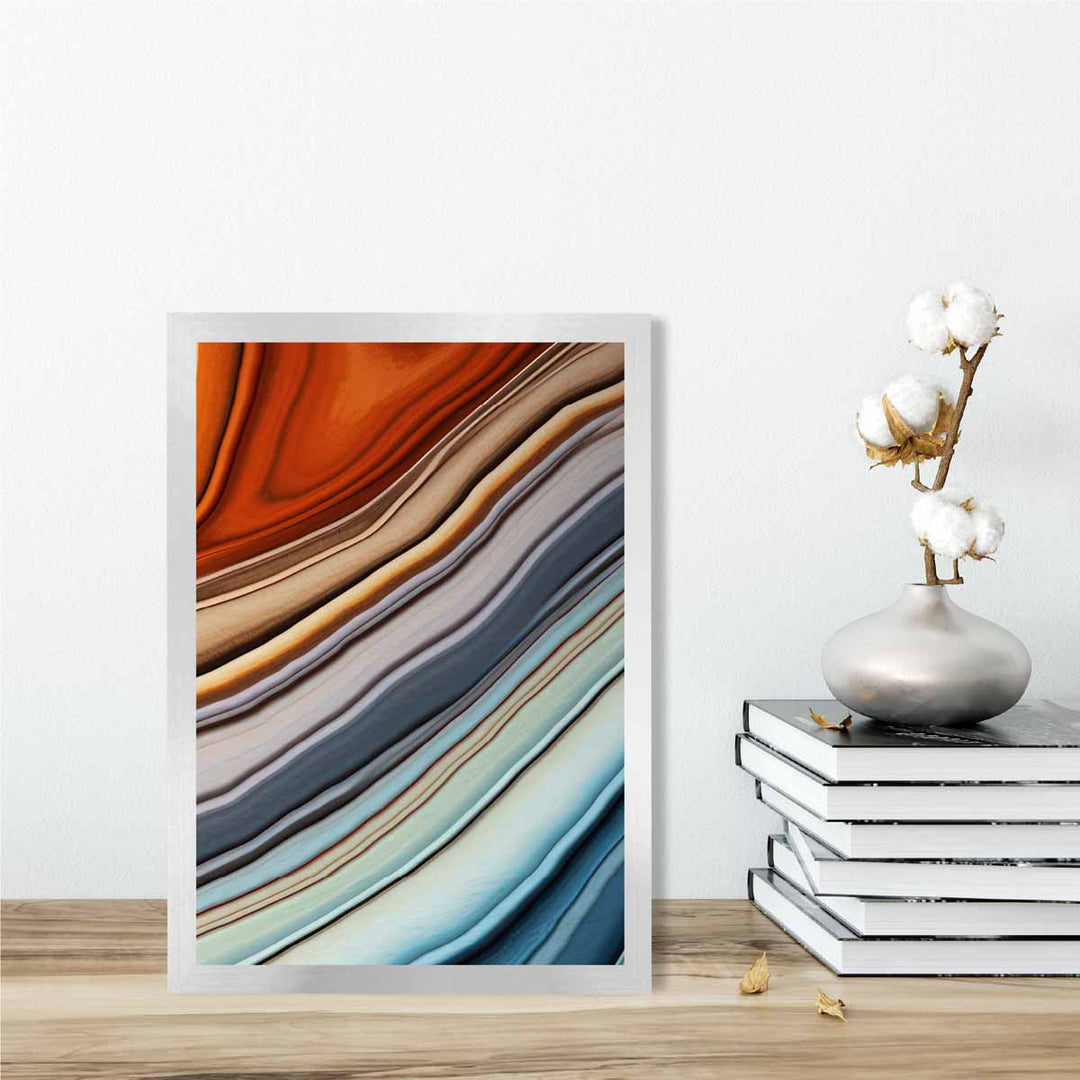 Abstrakt flytende kunsttrykk Blå og oransje nr. 5