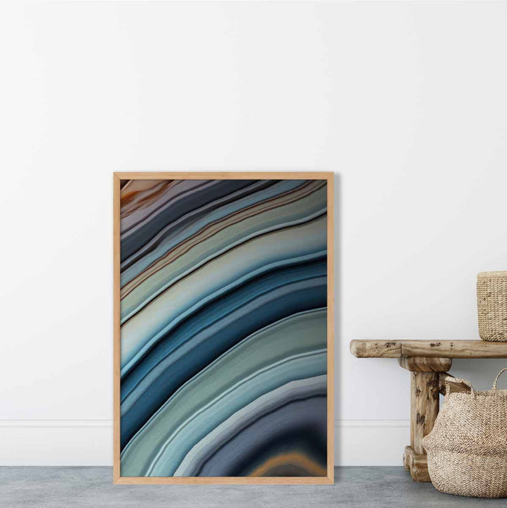 Abstrakt flytende kunsttrykk blått og oransje nr. 6
