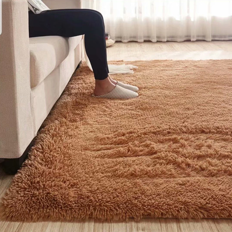 Fluffy, ensfarget lilla teppe, flerfarget fritidsteppe, syntetisk, vaskbart, kjæledyrvennlig, sklisikkert teppe til stuen