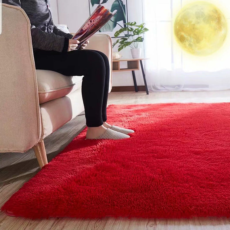 Fluffy, ensfarget lilla teppe, flerfarget fritidsteppe, syntetisk, vaskbart, kjæledyrvennlig, sklisikkert teppe til stuen