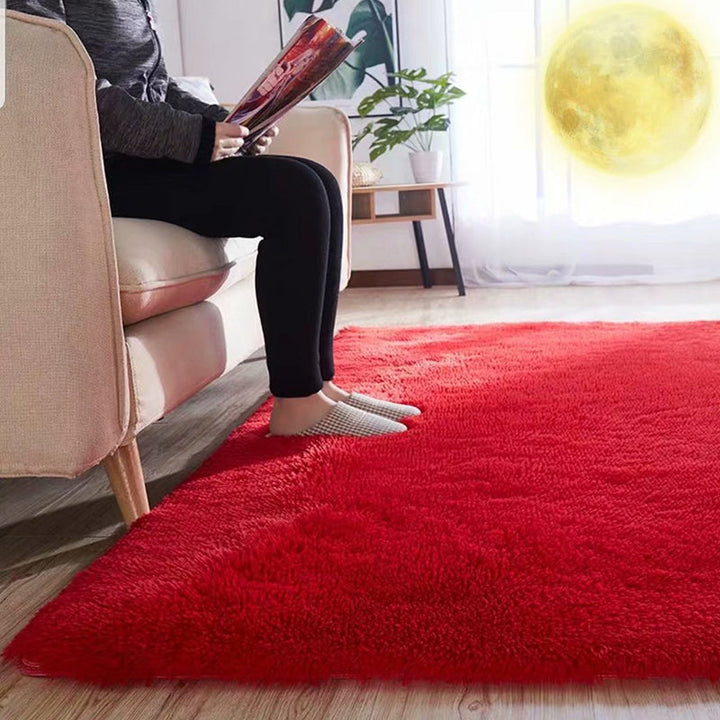Fluffy, ensfarget lilla teppe, flerfarget fritidsteppe, syntetisk, vaskbart, kjæledyrvennlig, sklisikkert teppe til stuen