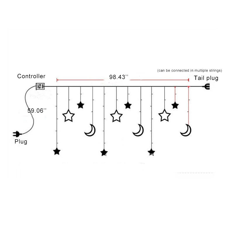 Skanto | Star Moon LED Festival Decoration Atmosphere Decoration Plastic String Lights