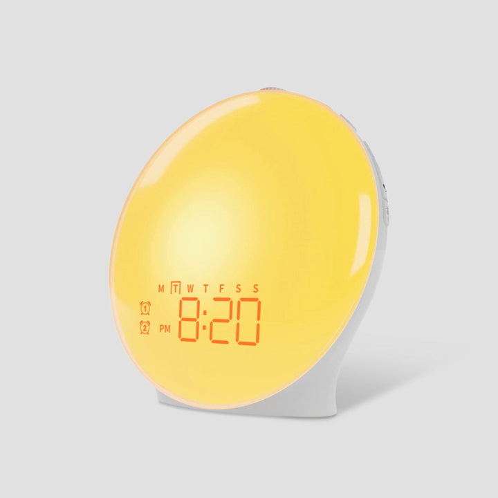 Skanto | Luksus soloppgangssimulerings vekkerklokke lampe | Beroligende lyder, stemningsbelysning & dobbel alarm for avslappende morgener