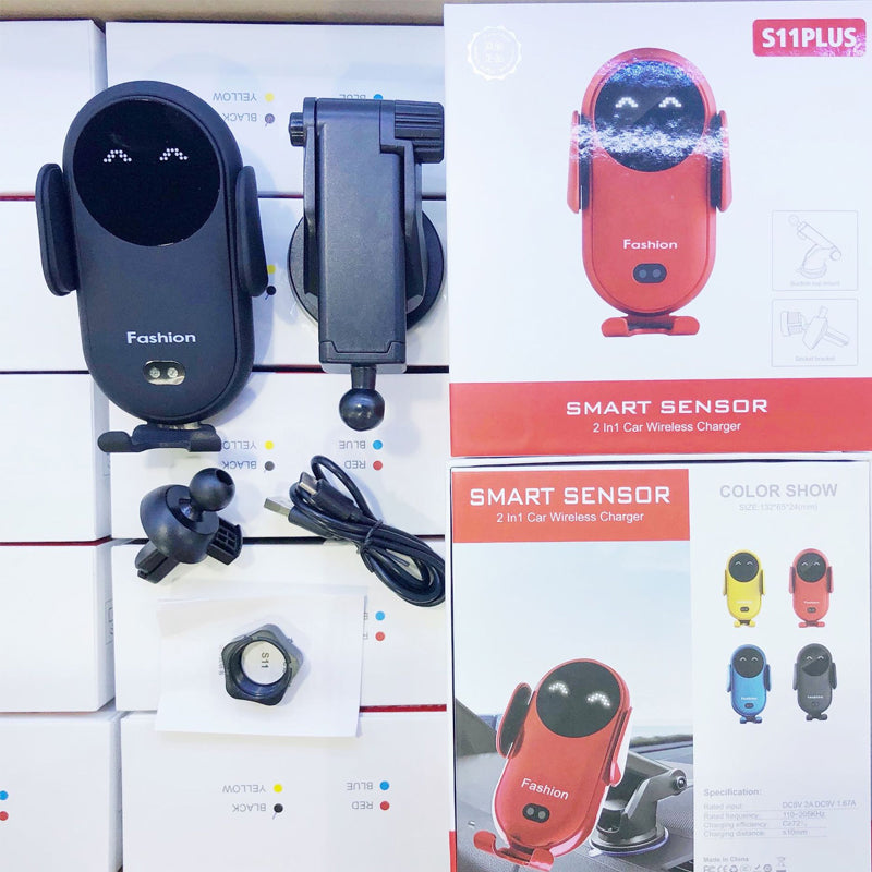 Smart trådløs automatisk sensorer bil telefonholder ladestasjon | Skanto
