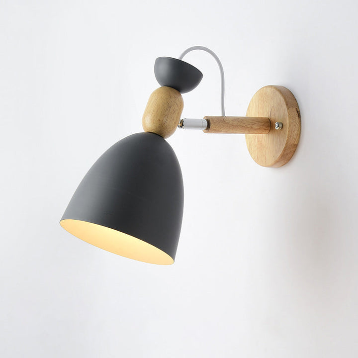 Swivel Shade Barnerom Vegglampe Metall 1 Lyspære Macaron Leselys med Tredekor | Skanto