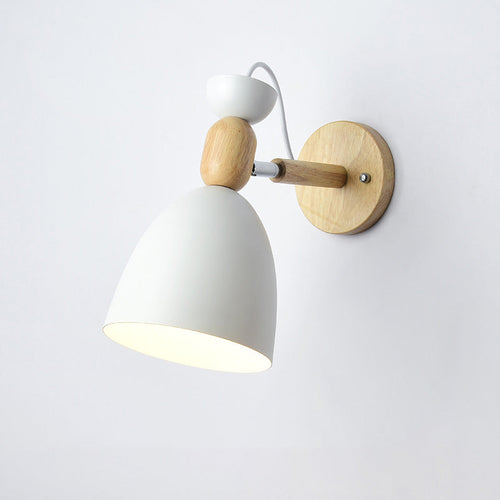Swivel Shade Barnerom Vegglampe Metall 1 Lyspære Macaron Leselys med Tredekor | Skanto