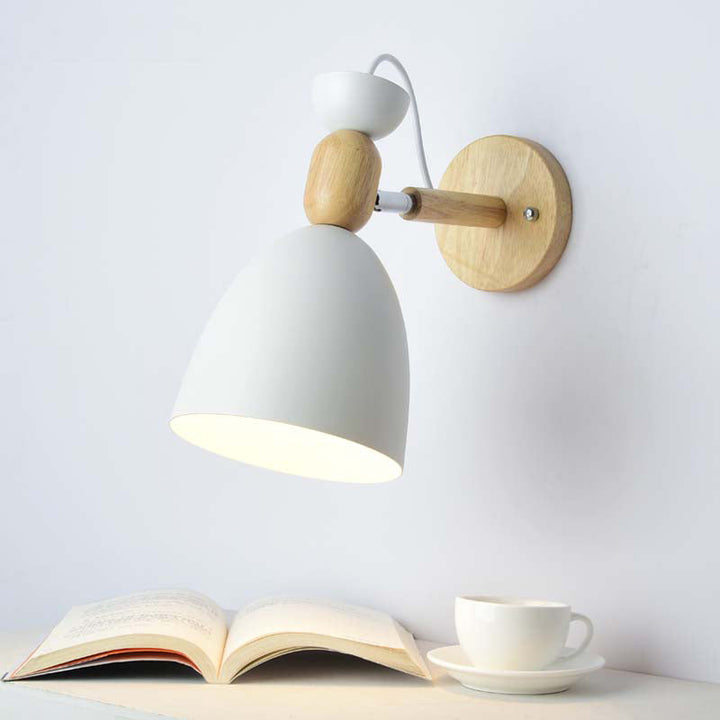 Swivel Shade Barnerom Vegglampe Metall 1 Lyspære Macaron Leselys med Tredekor | Skanto