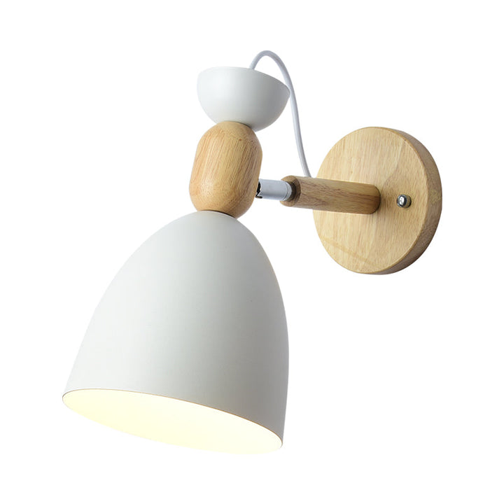 Swivel Shade Barnerom Vegglampe Metall 1 Lyspære Macaron Leselys med Tredekor | Skanto