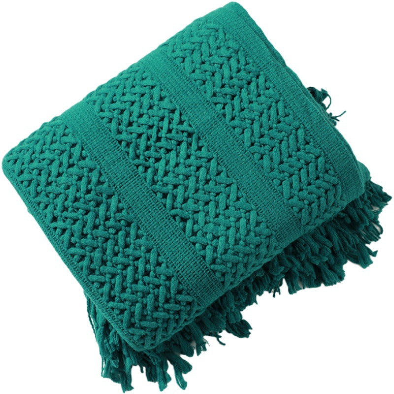 Kvinnenes strikkede teppe med elegante frynser Skanto