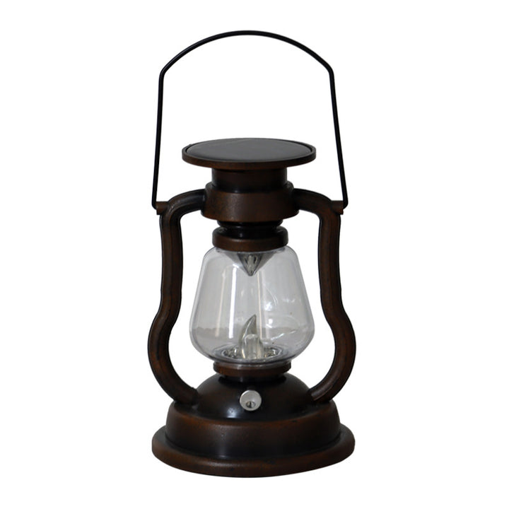 Vintage Stil Solar LED Hurrikan Laterne Med Glasskamin Og Metalhåndtak Skanto
