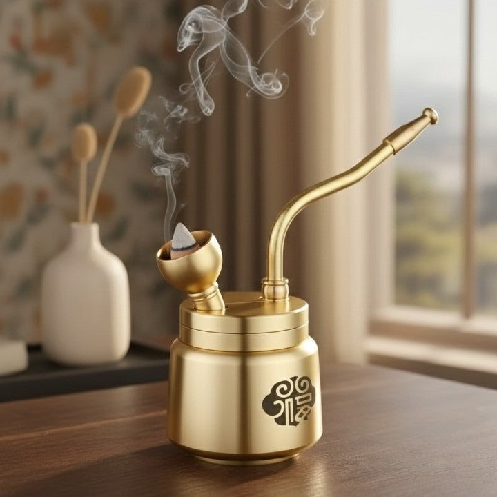 Artisan Brass Pipe Aromaterapi Røkelsebrenner | Skanto
