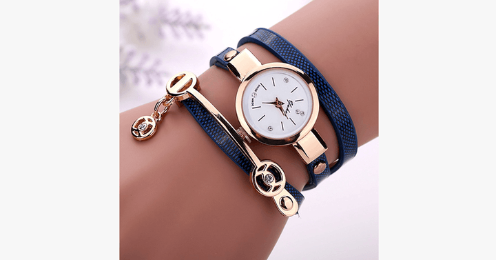 Skanto | Gull Charm Wrap Klokke - Multicolor vegansk lær klokke for stilige mennesker