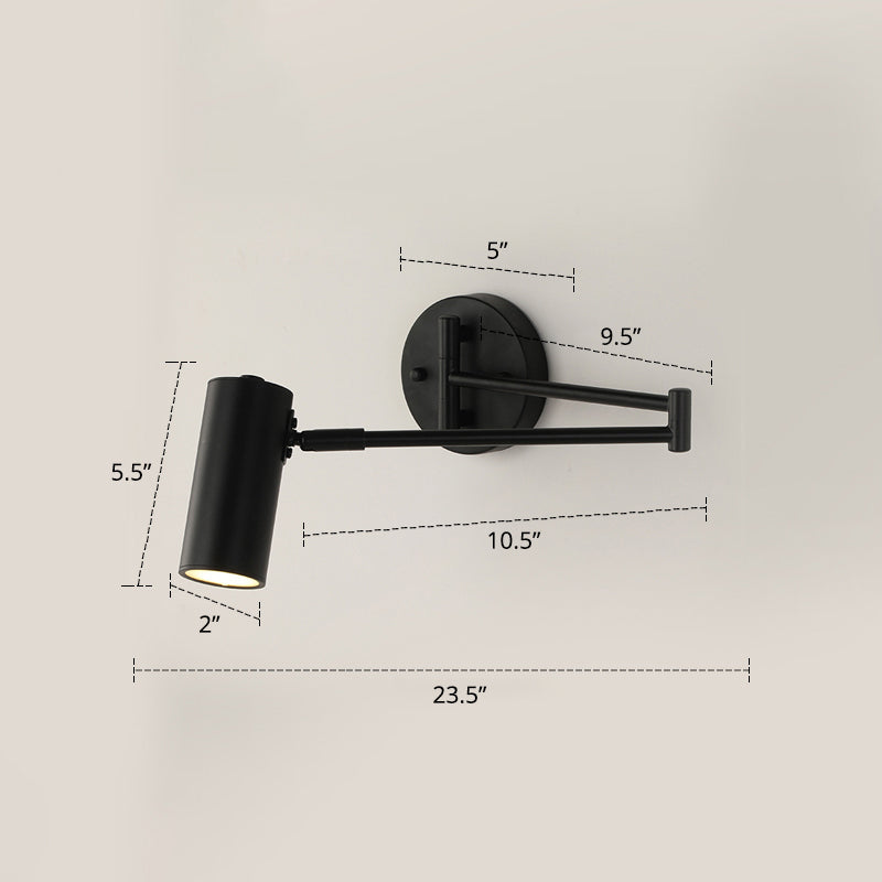 Tubular sengkledning veggmontert leselampe Metall 1 lyspære postmodern vegglampe med utvidbar arm | Skanto