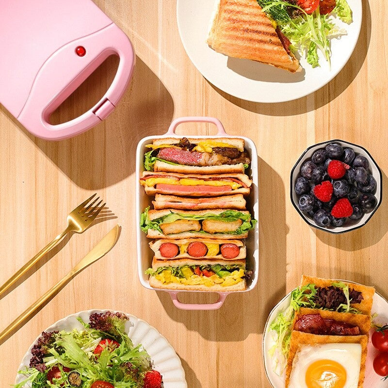Skanto | 2-i-1 Sandwichmaker & Brødristing | Non-Stick Auto-Tetting Plater for Rask Frokost, Snacks & Enkel Rengjøring