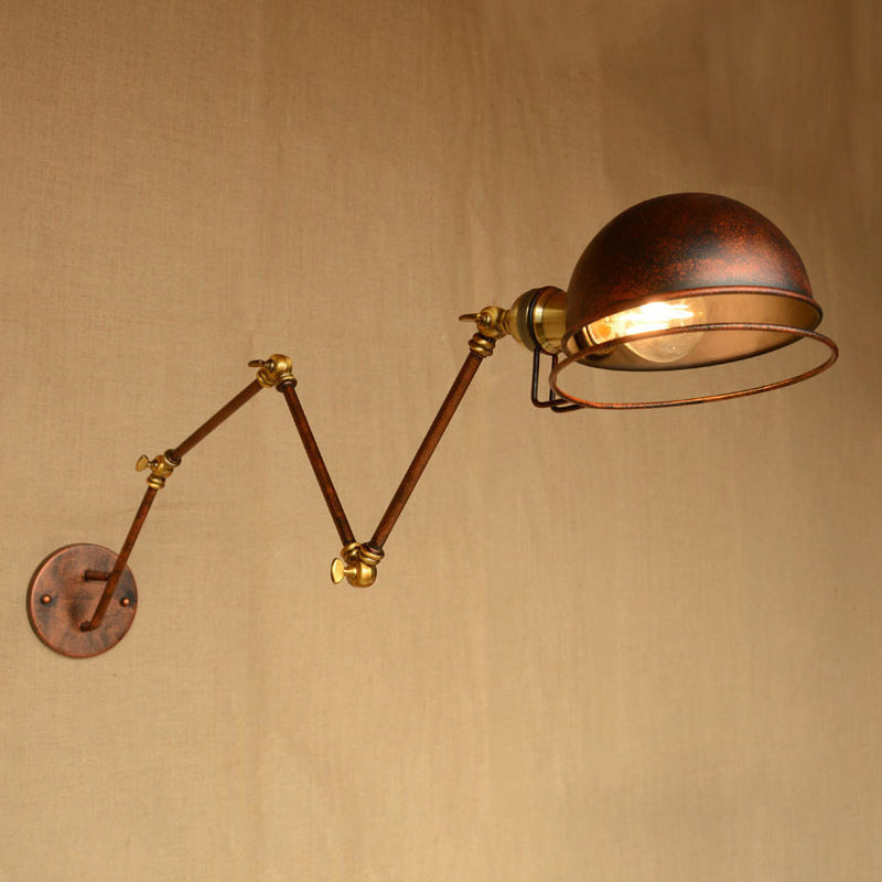 Vintage industriell bollevegglampe, 1 lys, jernvegglampe med svingarm i svart/metall