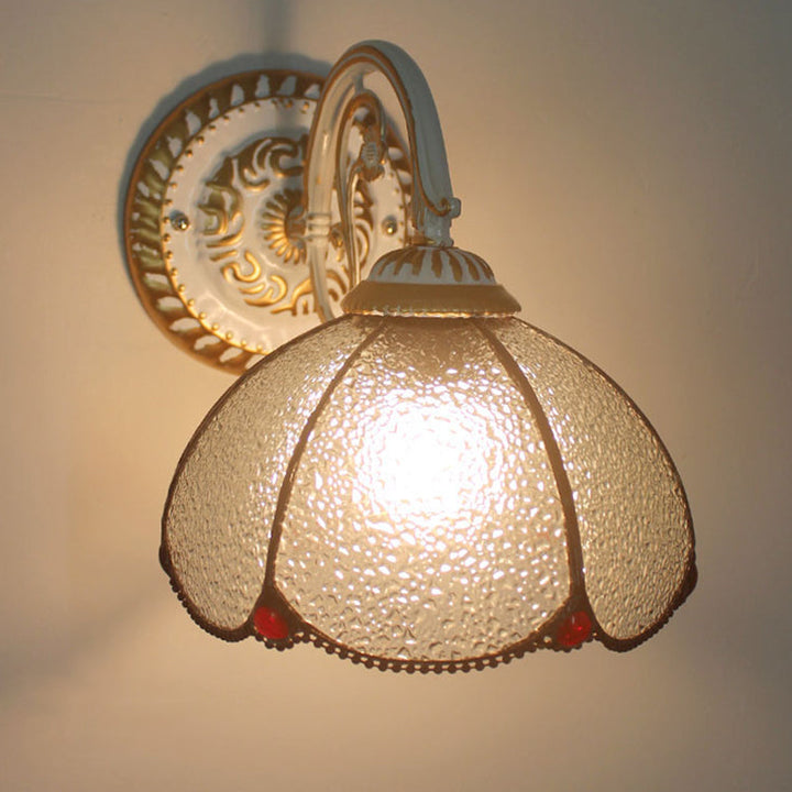 Vegglampe med én skjerm, Tiffany-stil, håndlaget glassvegglampe til stuen