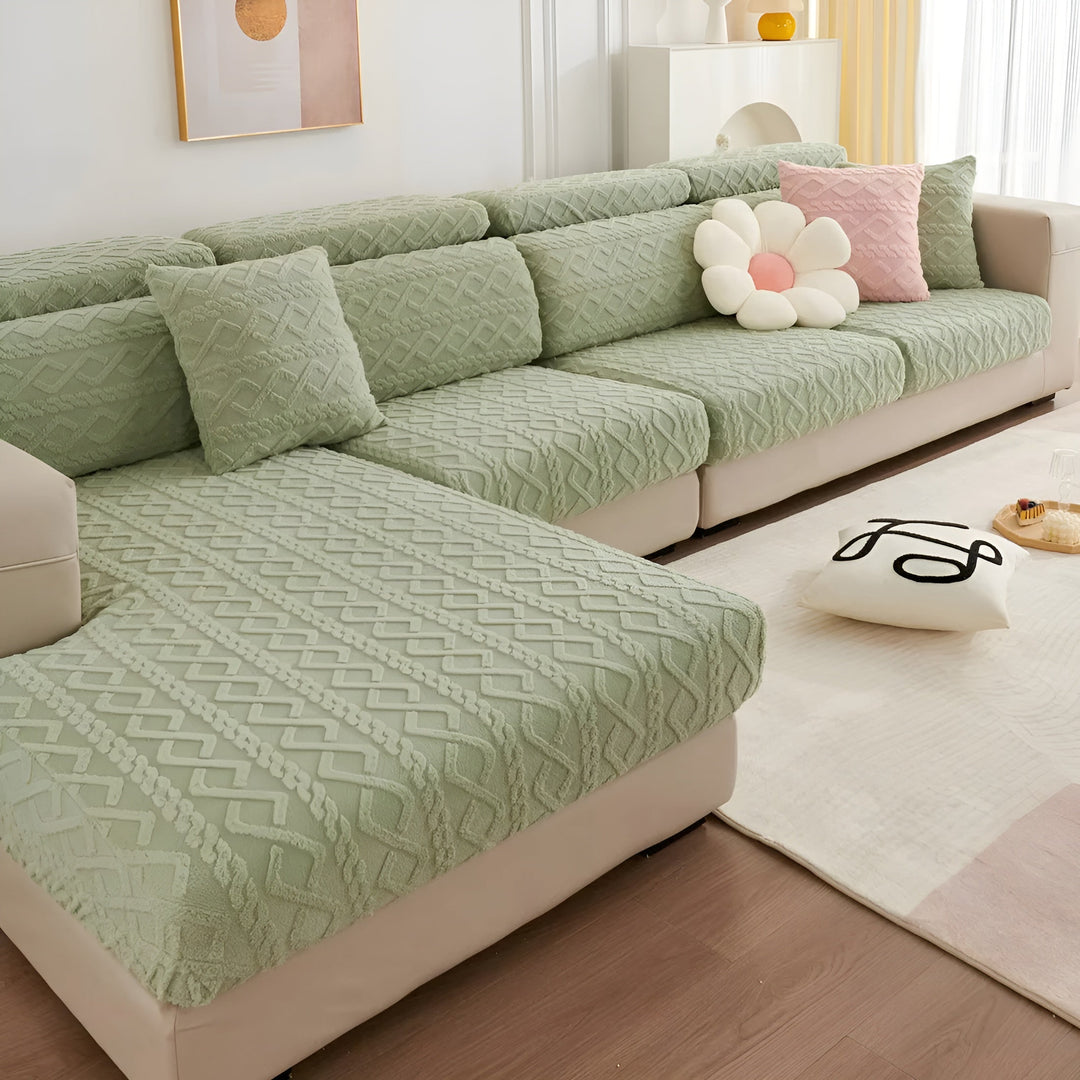 Trekk til sofa i fløyel med diamantmønster – Mykt og luksuriøst | Passer perfekt til enhver sofa
