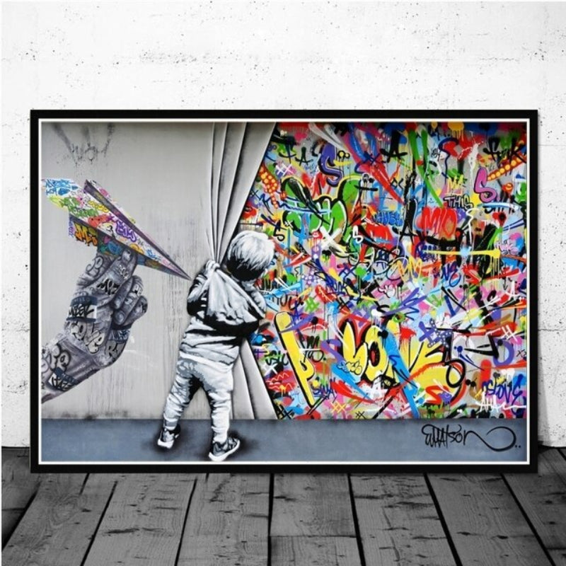 Pop Art Gatekunst - Lerret Veggkunst Maleri