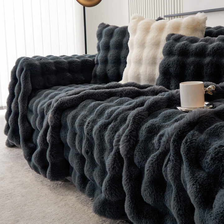 Luksus Ripple Faux Fur Sofa Deksel - Moderne, Stilig & Holdbar Sofa Beskyttelse | Skanto