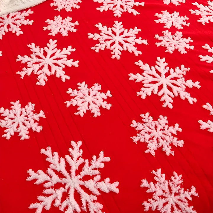 Koselig og mykt fleece-teppe med snøfnuggmønster – komfortabelt og varmt | Perfekt til sofa og seng