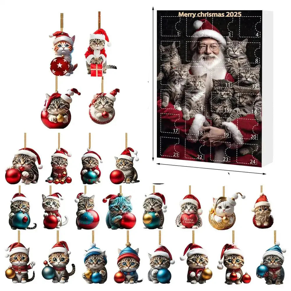 Skanto | 24-delt katte juletrepynt sett av holdbar akryl for adventskalender dekorasjon