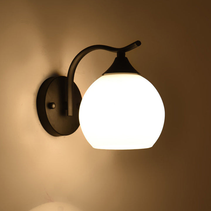 Satin Opal Glass Dome Sconce Light Fixture Enkel Stil Korridor Veggmontert Lampe | Skanto