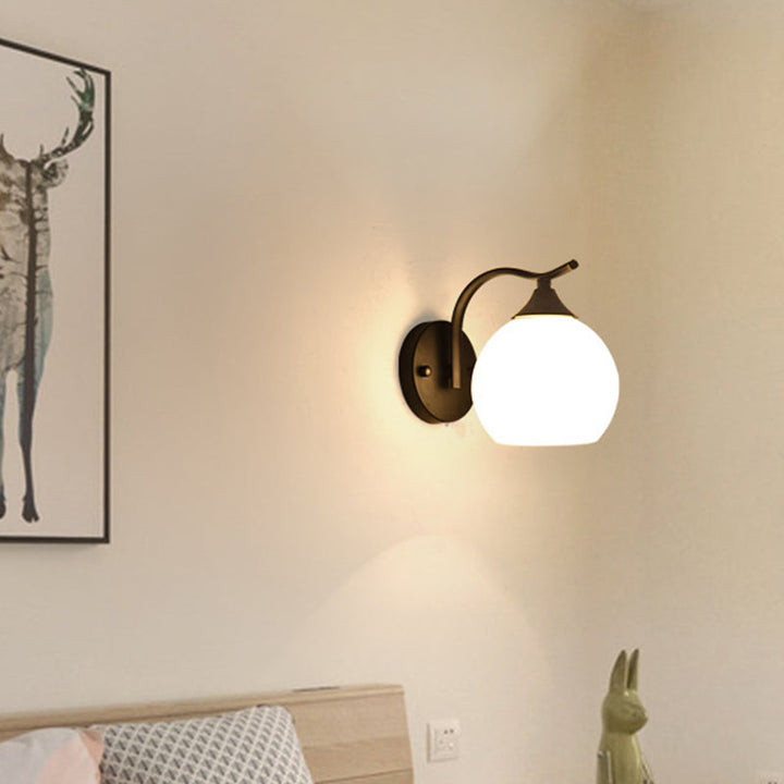 Satin Opal Glass Dome Sconce Light Fixture Enkel Stil Korridor Veggmontert Lampe | Skanto