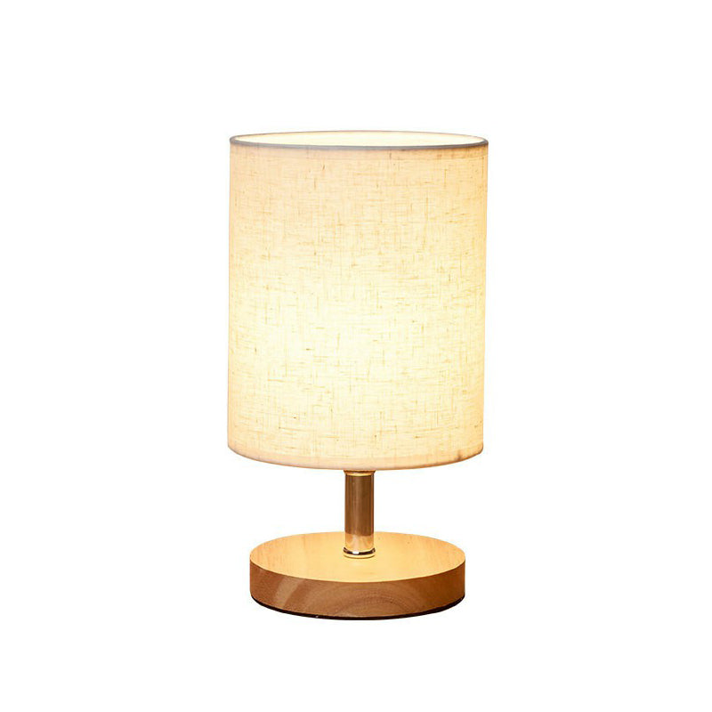 Skanto | LinenWood Minimalist Bordlampe – Naturlig Trebase & Lin Skjerm for Varm, Moderne Belysning
