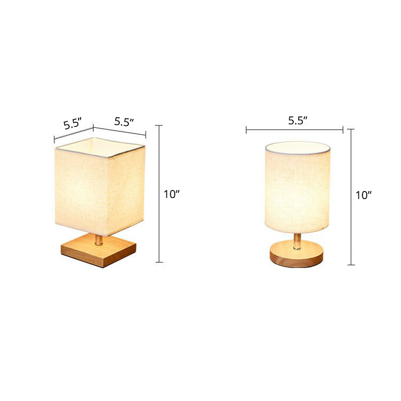 Skanto | LinenWood Minimalist Bordlampe – Naturlig Trebase & Lin Skjerm for Varm, Moderne Belysning