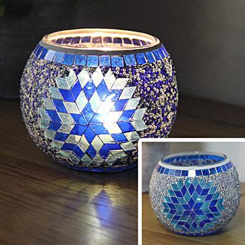 Europeisk Retro Glass Mosaick Te-lysestake