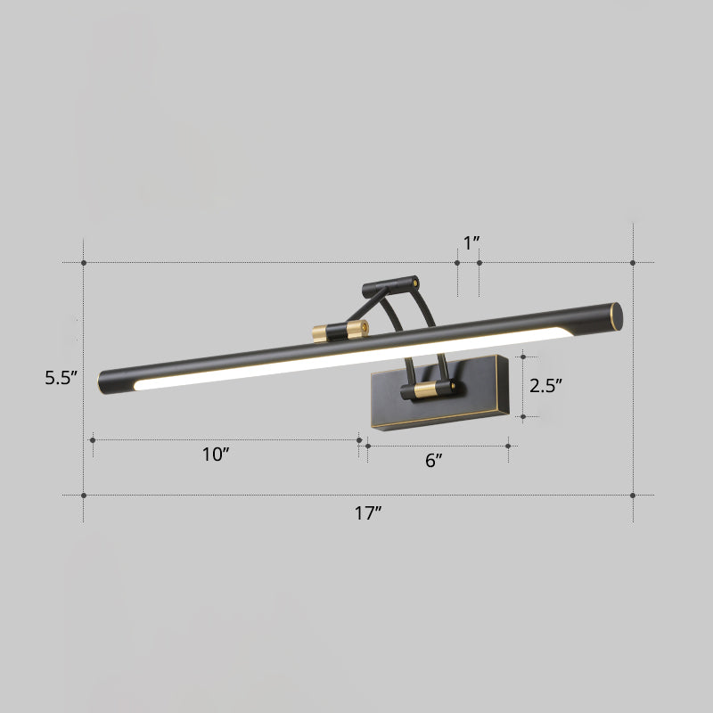 Minimalist rørformet sminkelampe akryl LED veggmontert lampe med 3-leddet svingarm | Skanto