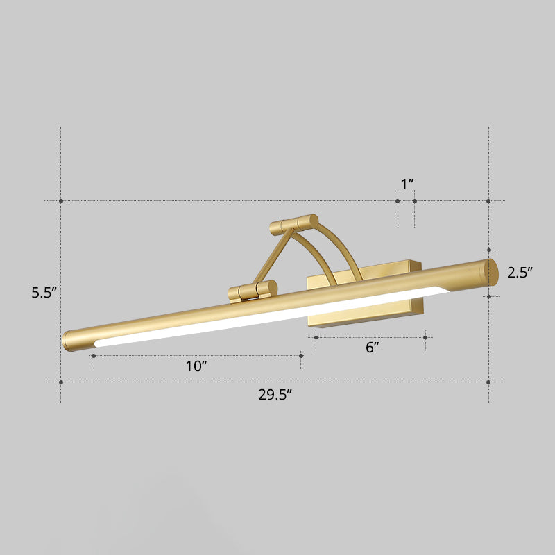 Minimalist rørformet sminkelampe akryl LED veggmontert lampe med 3-leddet svingarm | Skanto