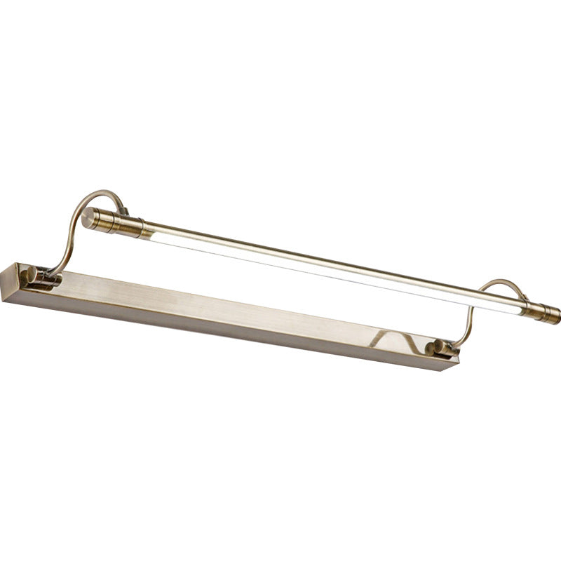 Nickel Finish Metall Vanity Lampe Tubular Landstil Vegglampe med Justerbar Buet Arm | Skanto