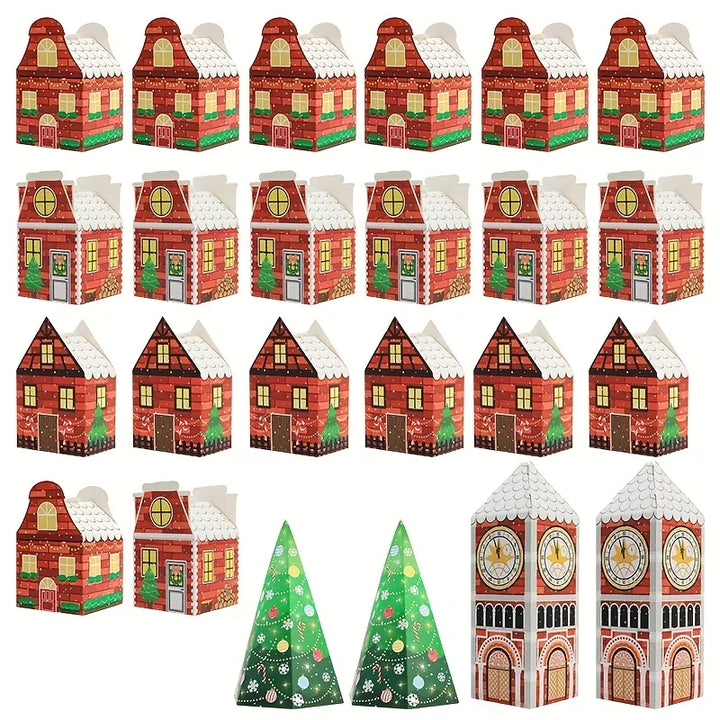 Skanto | Jule Adventskalenderbokser – Festlig Emballasje med Pepperkakehus Design