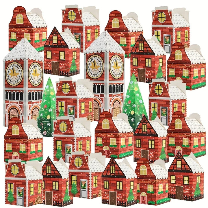 Skanto | Jule Adventskalenderbokser – Festlig Emballasje med Pepperkakehus Design