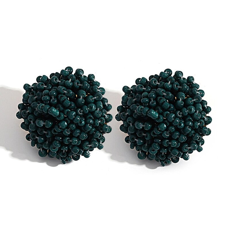 Skanto | Lys og morsom håndlaget multicolor perle pompom stud øredobber