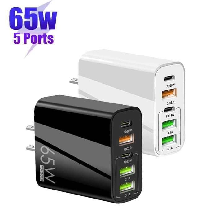 Multi Port Adapter 65W Hurtiglader - US Standard | Skanto