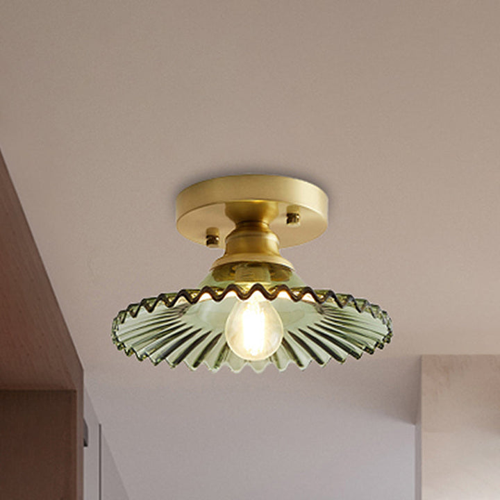 LumiCraft – Industriell Taklampe med Grønn Glasskjerm | Skanto