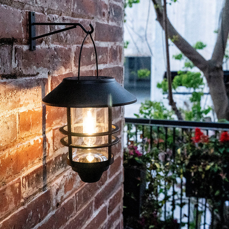 Samtidig Retro Sol Vannavstøtende Aluminium Glass Lantern Sylinder 1-Lys Hengende Vegglampe For Utendørs Patio | Skanto