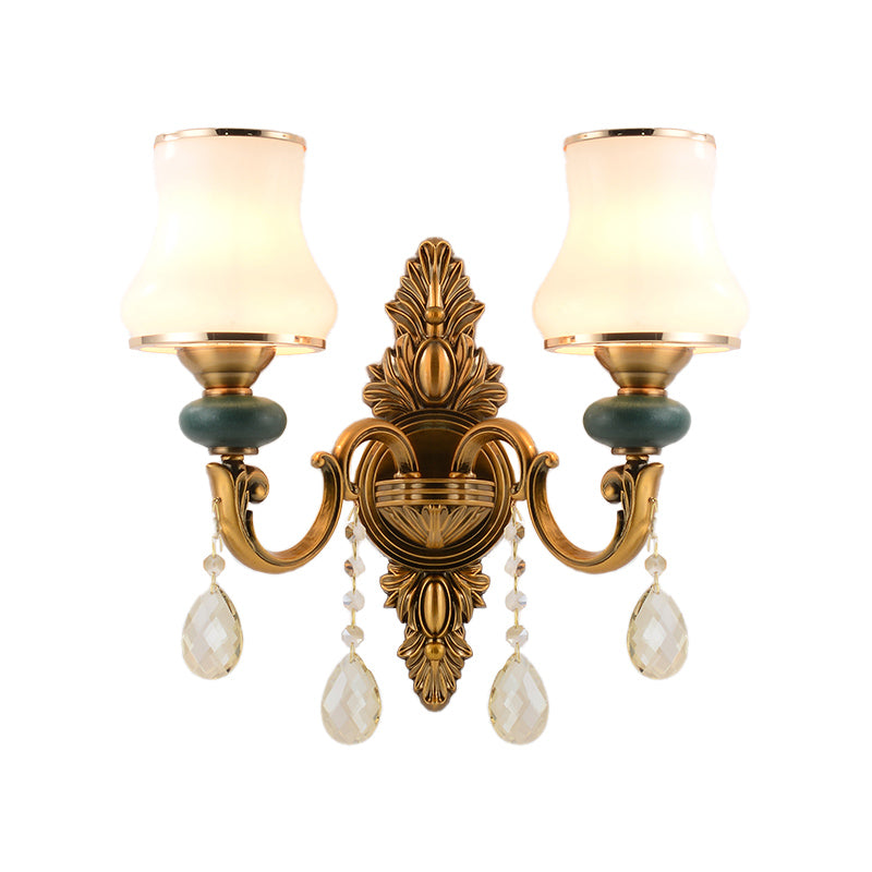 Vase hvit glassvegglampe nordisk stue 1/2 hoder messingvegglampe