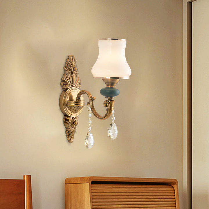 Vase hvit glassvegglampe nordisk stue 1/2 hoder messingvegglampe